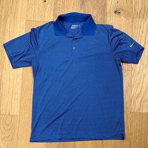 Nike Men's Polo Shirt in Blue and White Stripes